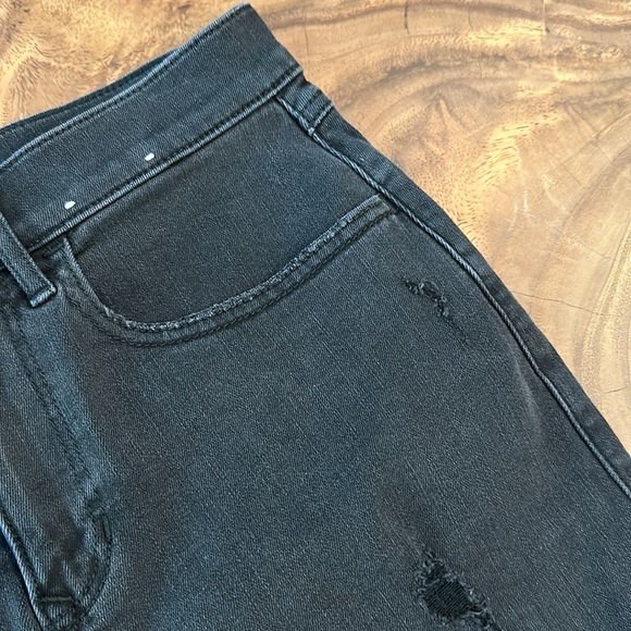 Express Straight Mini mid rise jean skirt with fringe - Picture 3 of 15